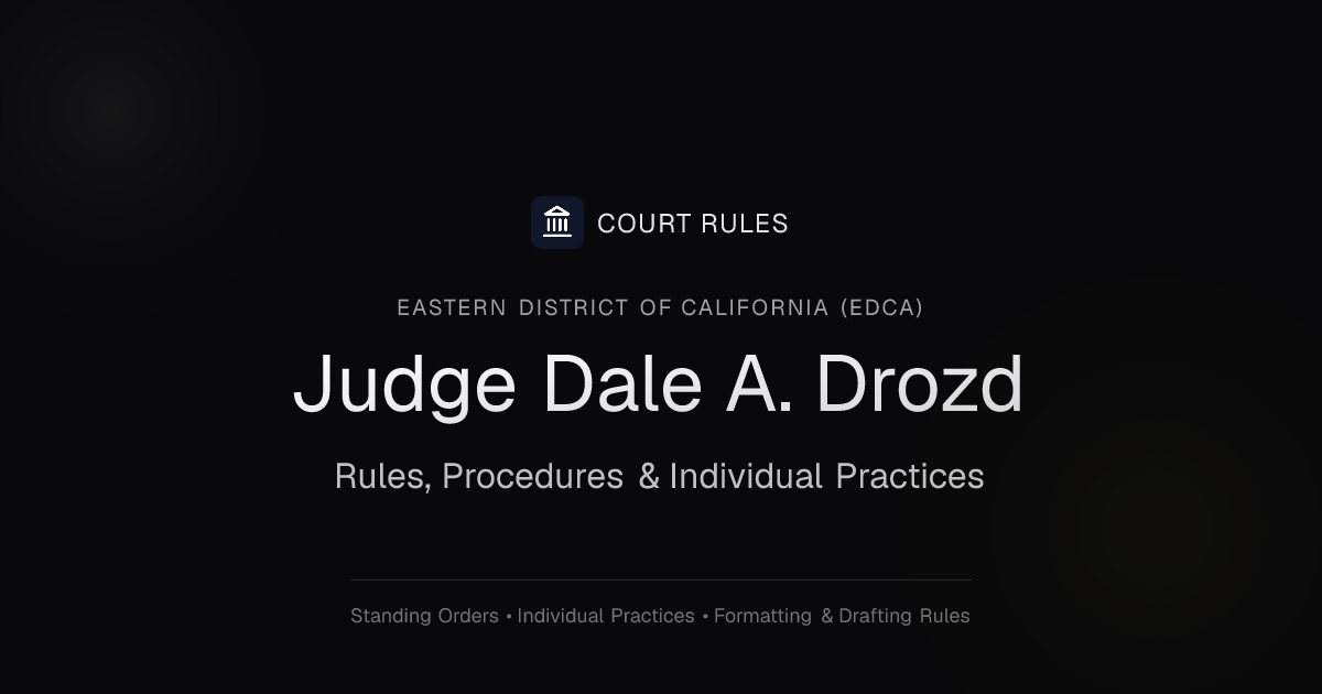 Judge Dale A. Drozd Individual Rules & Standing Orders - Eastern ...